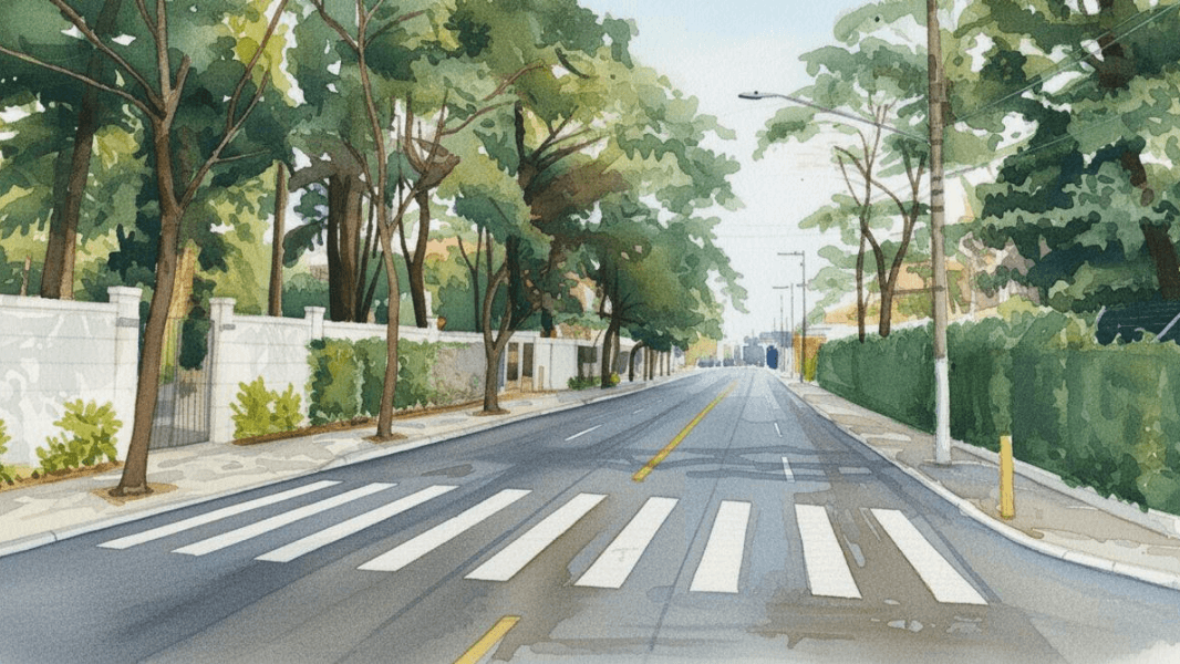 Rua arborizada do Jardim Marajoara